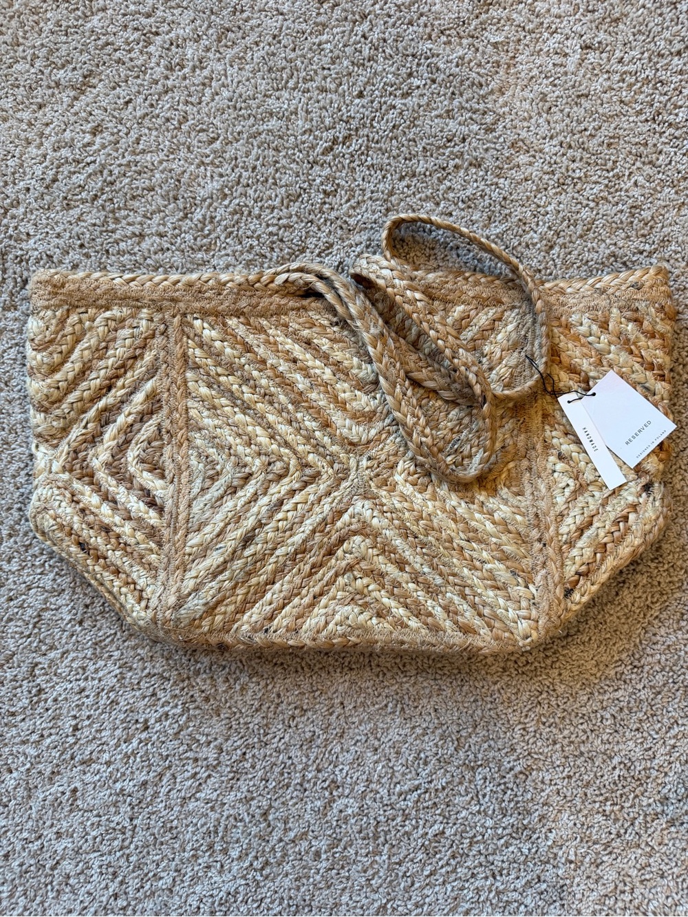 Reserved Natural Straw Woven Tote - Beige